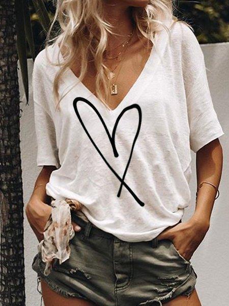 Love-Printed Casual Daily Shirts & Tops