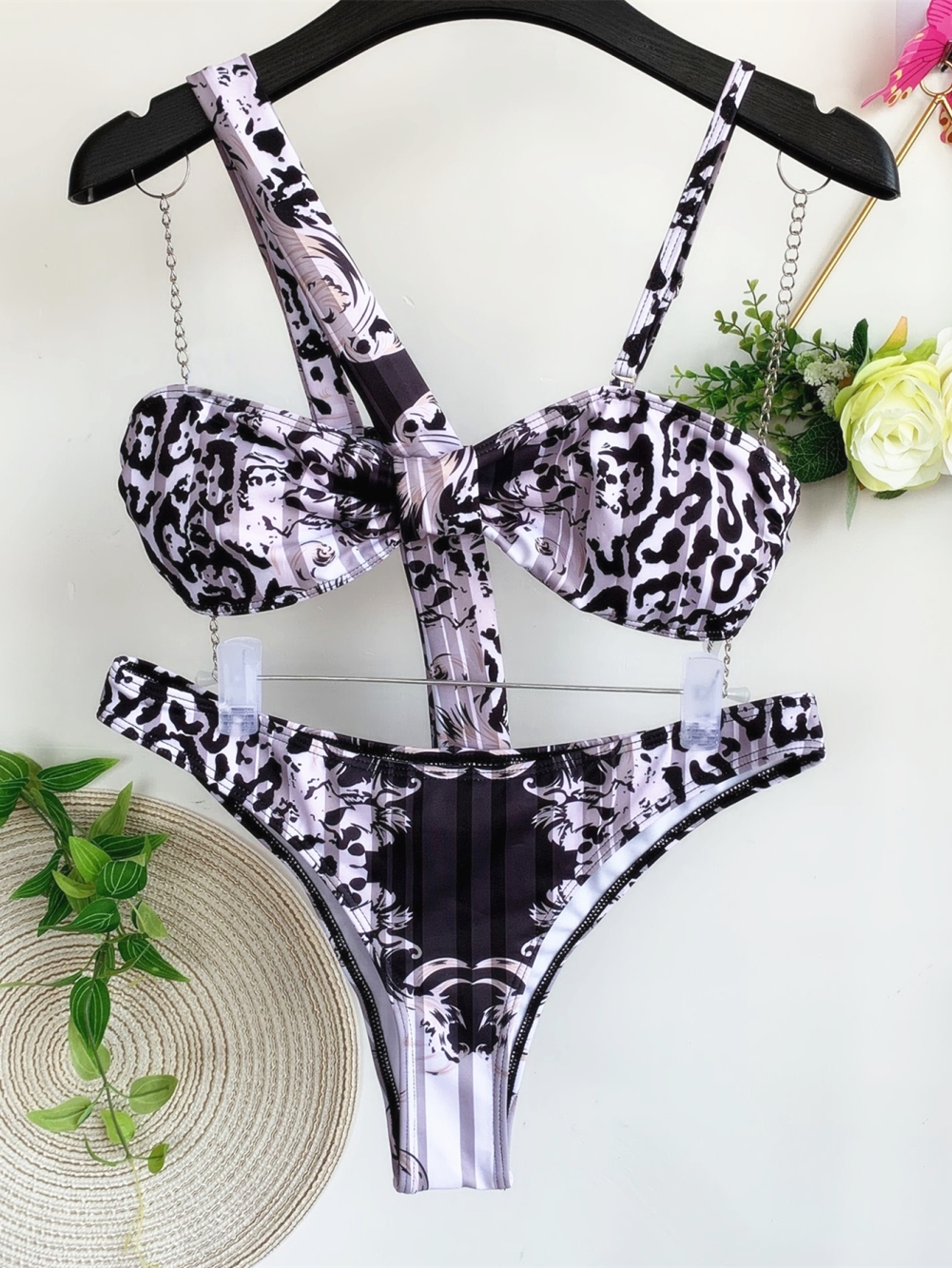 Sexy Print Two Piece Irregular Swimwear