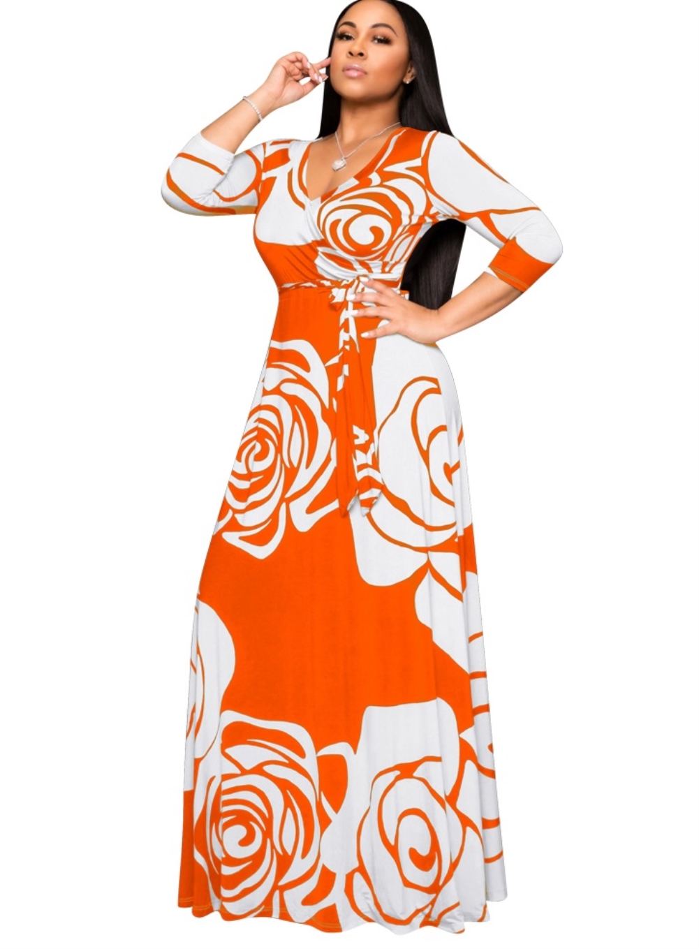 Fall Floral Wrapped African Maxi Dress