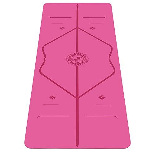 Liforme Pink Gratitude Travel Yoga Mat �C Free Yoga Bag, Patented Alignment System, Warrior-Like Grip, Non-Slip, Eco-Friendly- Pink