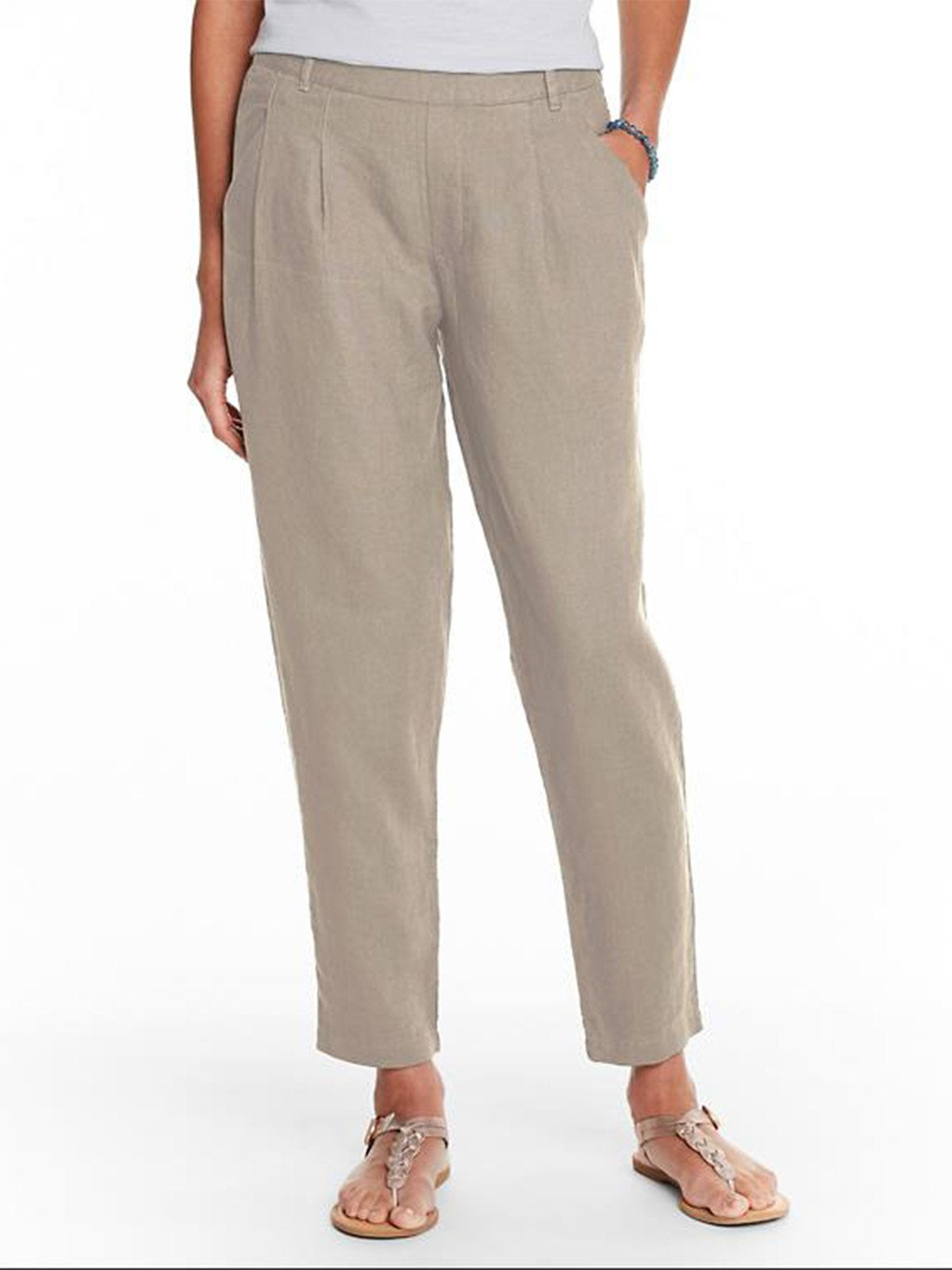 Casual Pleated Solid Pants