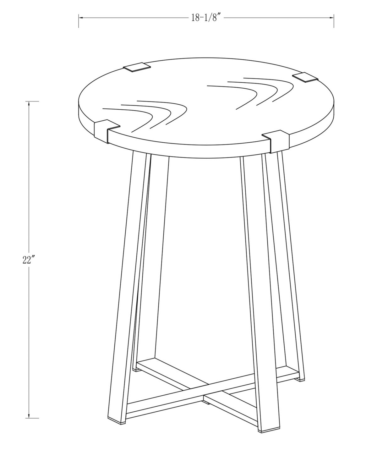 18x22 Metal Wrap Round Side Table - Rustic Oak - Rustic Oak