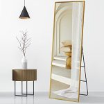 Free-Stand or Wall-Mounted Full body Mirror with Aluminum Frame for Home/65��22��