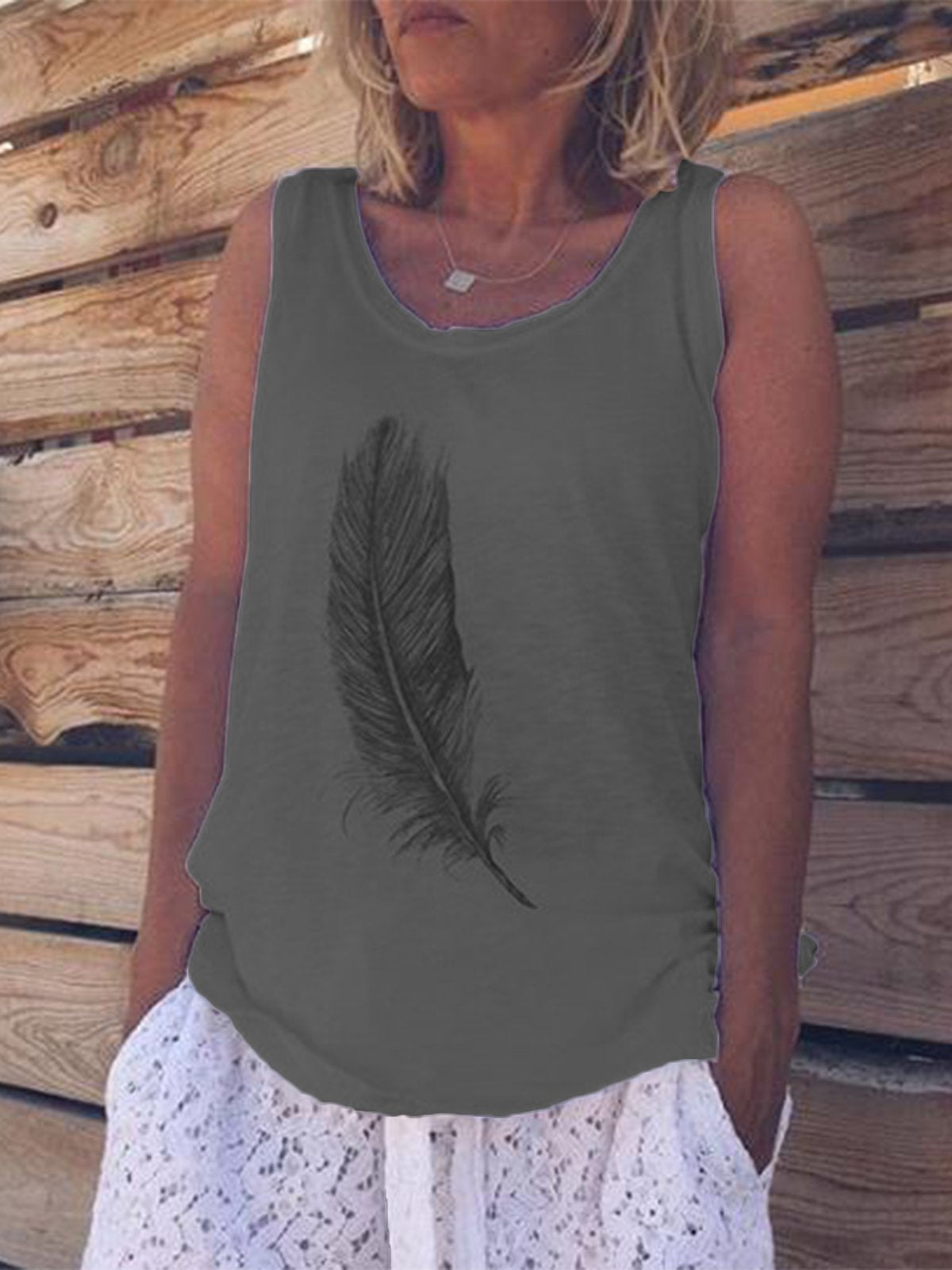 Casual Sleeveless Printed Round Neck Shirts