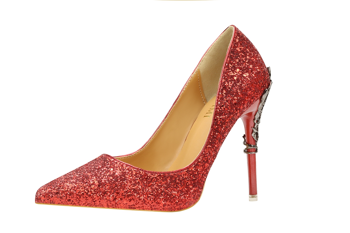 Asmxing 10.5CM Sexy Metal Sequins Sandals High Heel Pointed Toe