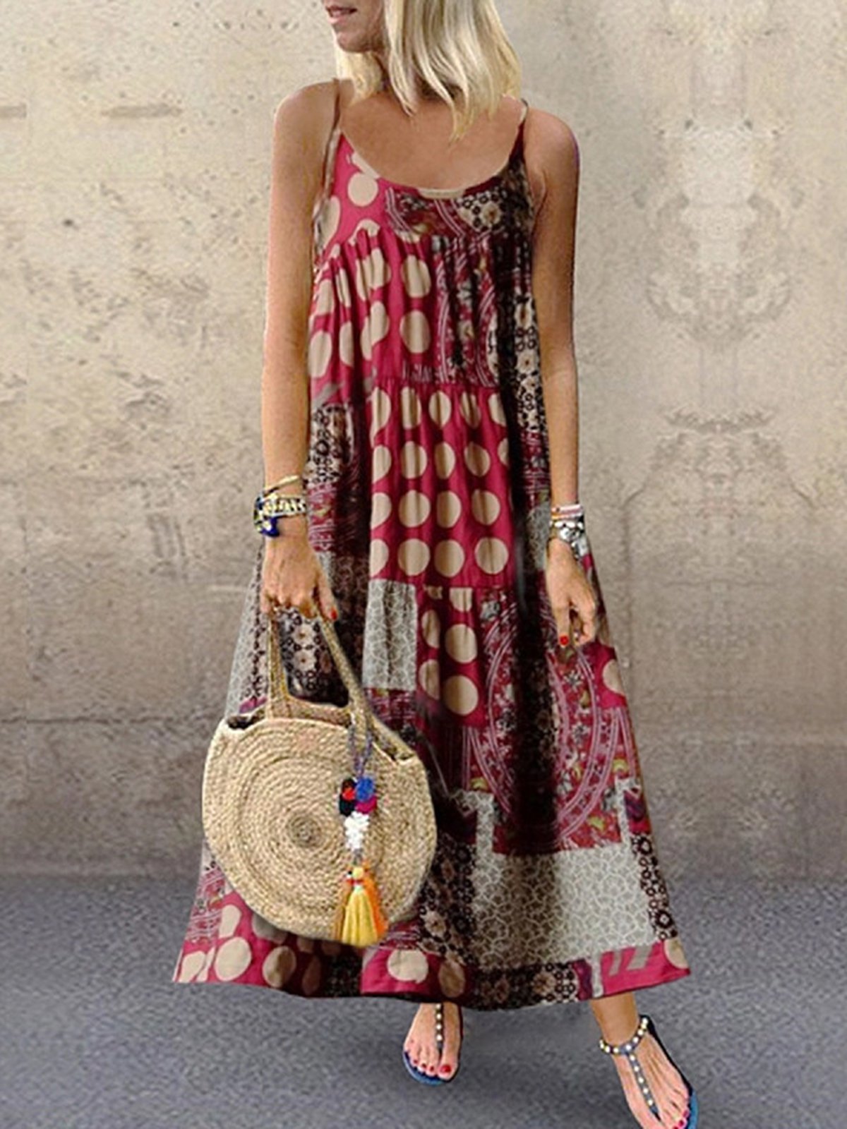 Women Dresses Shift Daytime Casual Printed Maxi Dresses