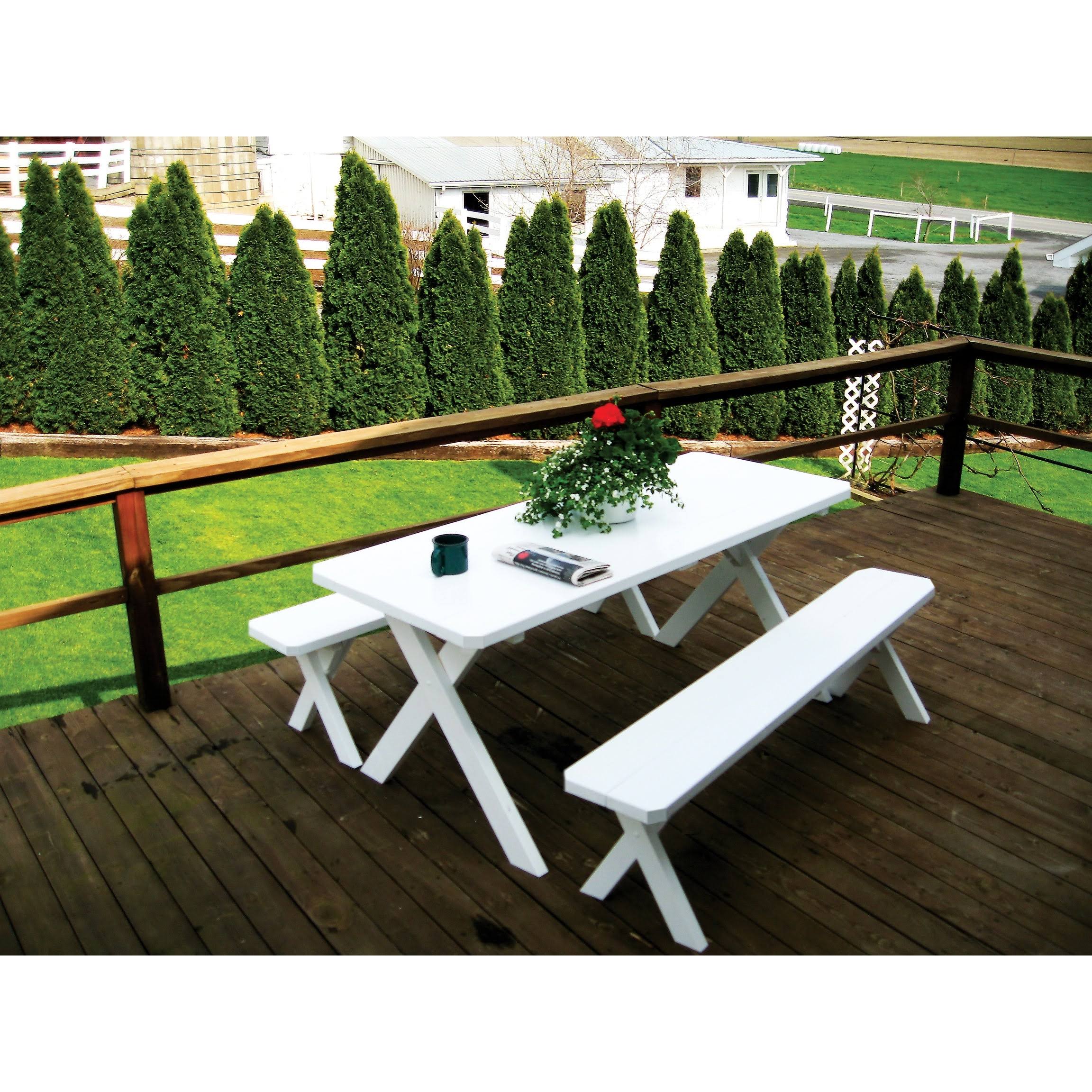 Pine 5& Cross-leg Picnic Table with 2 Benches - Olive Gray