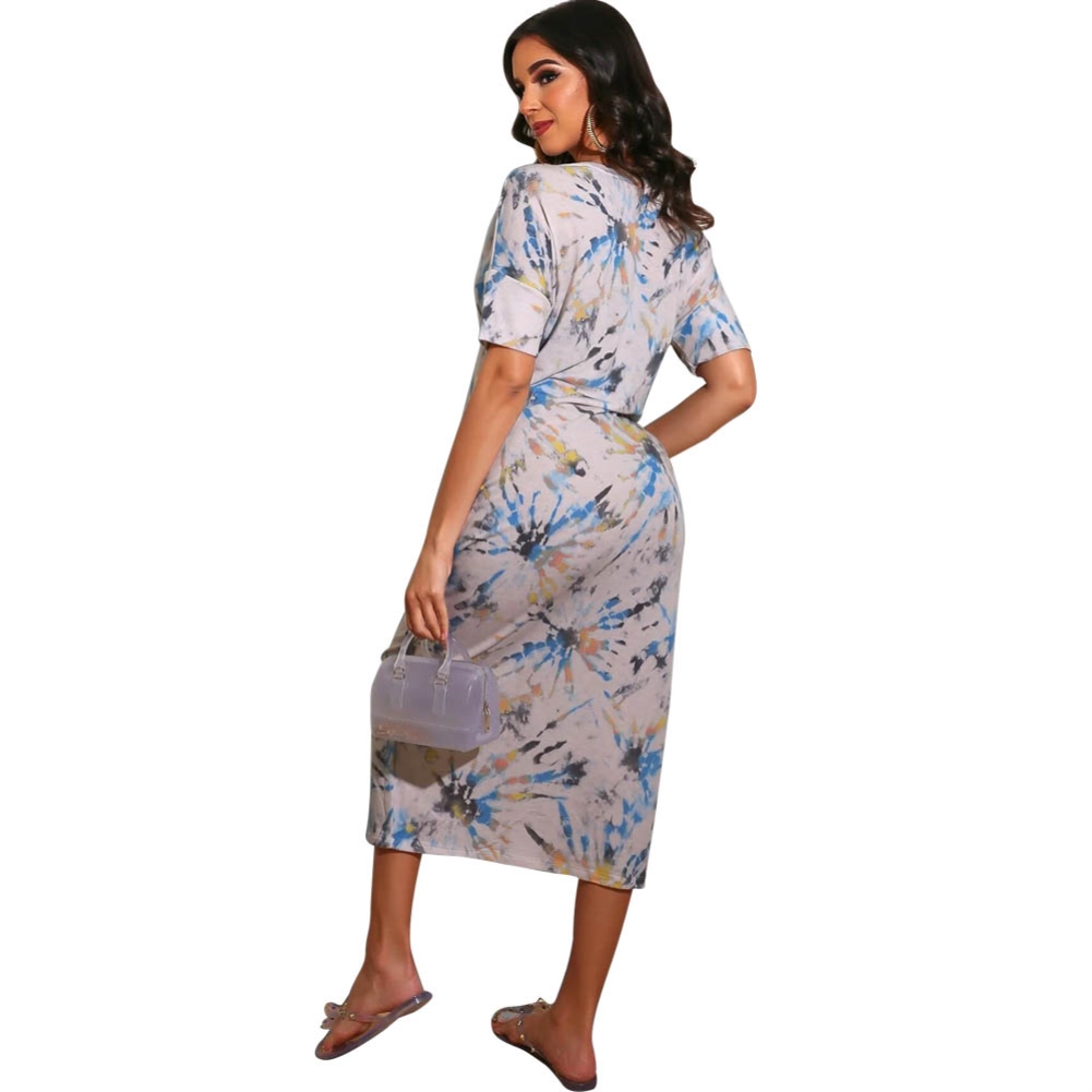 Summer Tie Dye V-Neck Long Dress