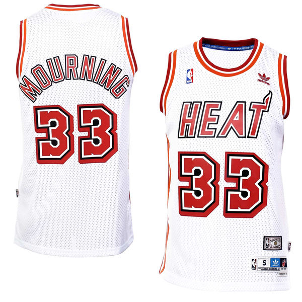 Alonzo Mourning Miami Heat adidas Hardwood Classics Swingman Jersey – White