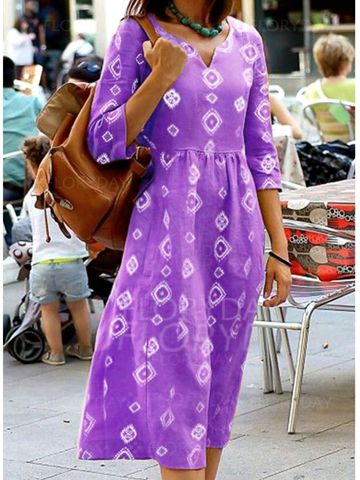 Half Sleeve V Neck Dresses