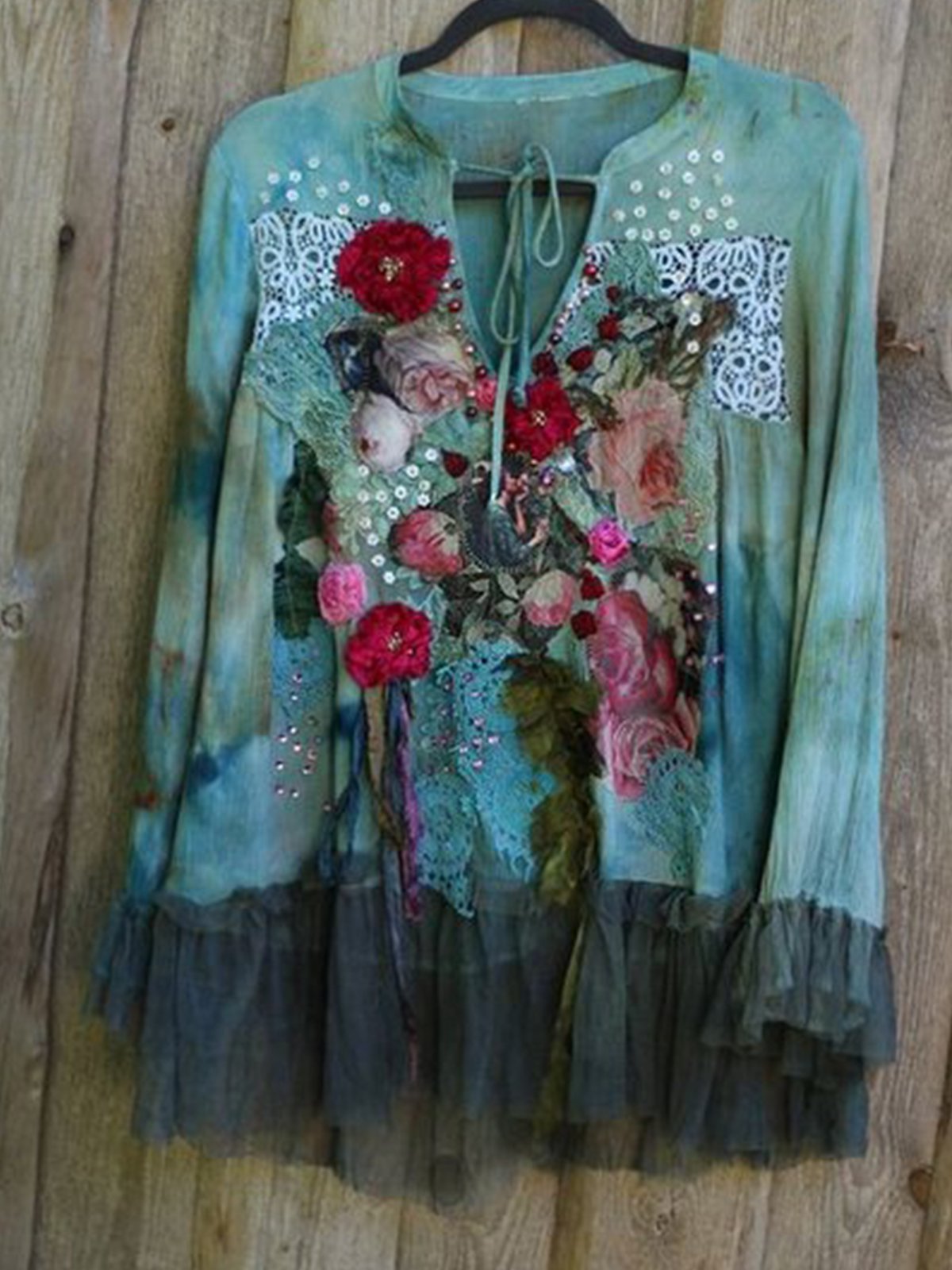 Long sleeve casual lace tops