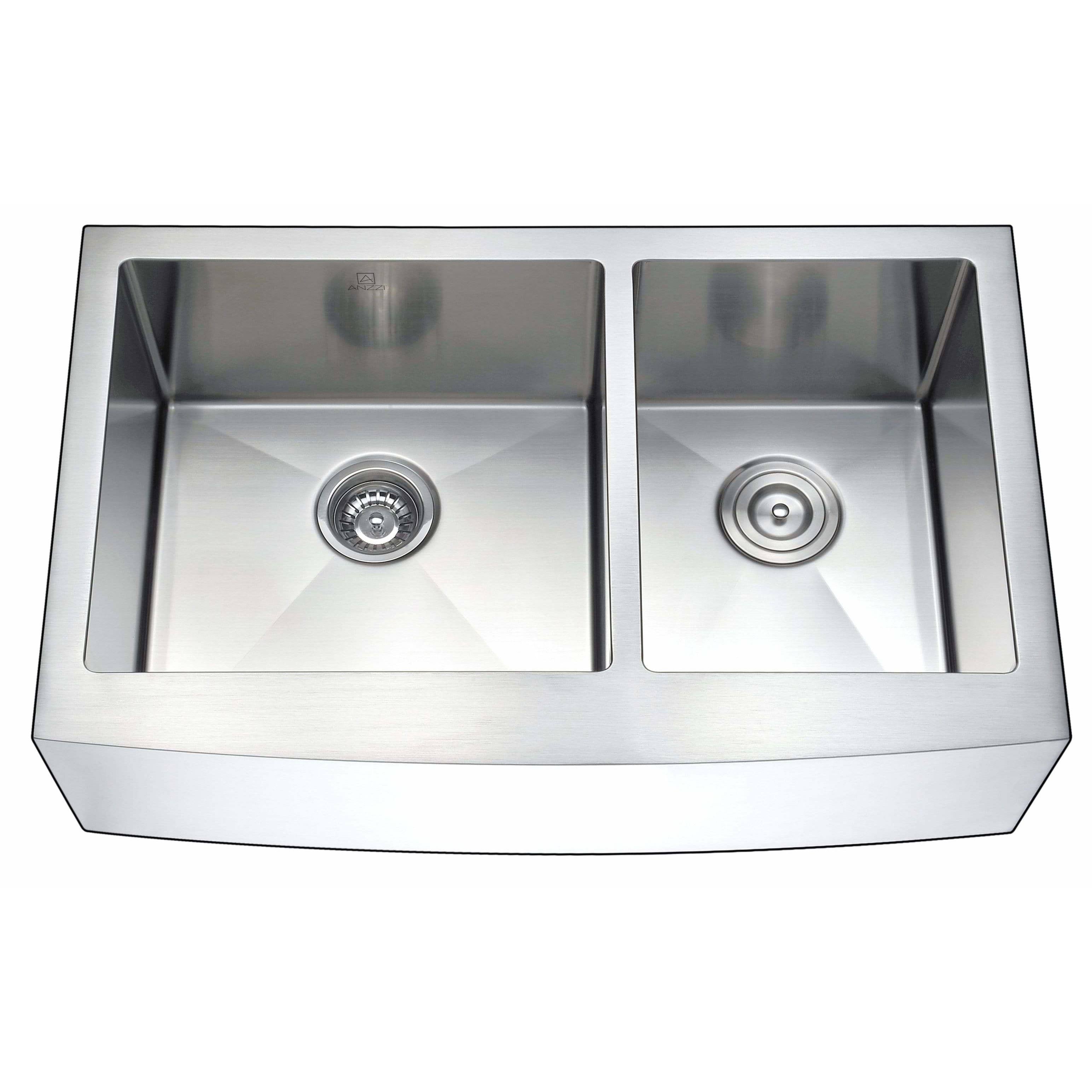 Anzzi Elysian 36x22 60/40 Double Bowl Stainless Steel Farmhouse Kitchen Sink