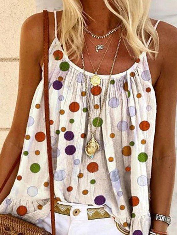 V Neck Polka Dots Shift Vests