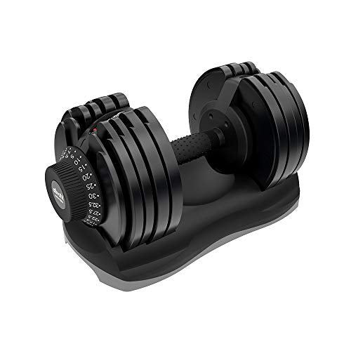 Ativafit Adjustable Dumbbell Fitness Dial Dumbbell with Handle and Weight Plate (Black)