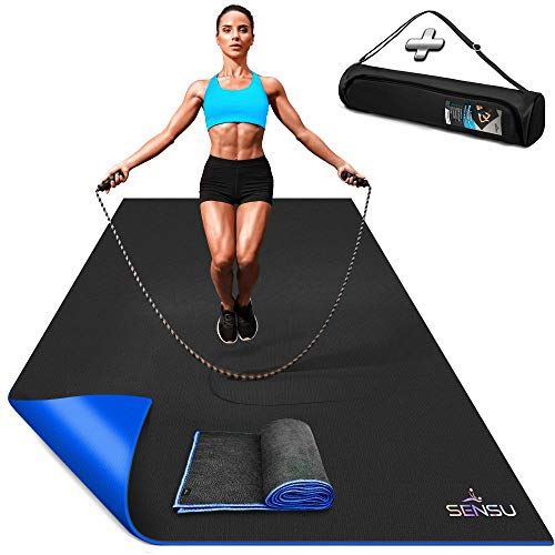 Sensu Large Exercise Mat �C 6�� x 4�� x 8.5mm Extra Thick Workout Mats for Home Gym Flooring �C Perfect for Jump Rope