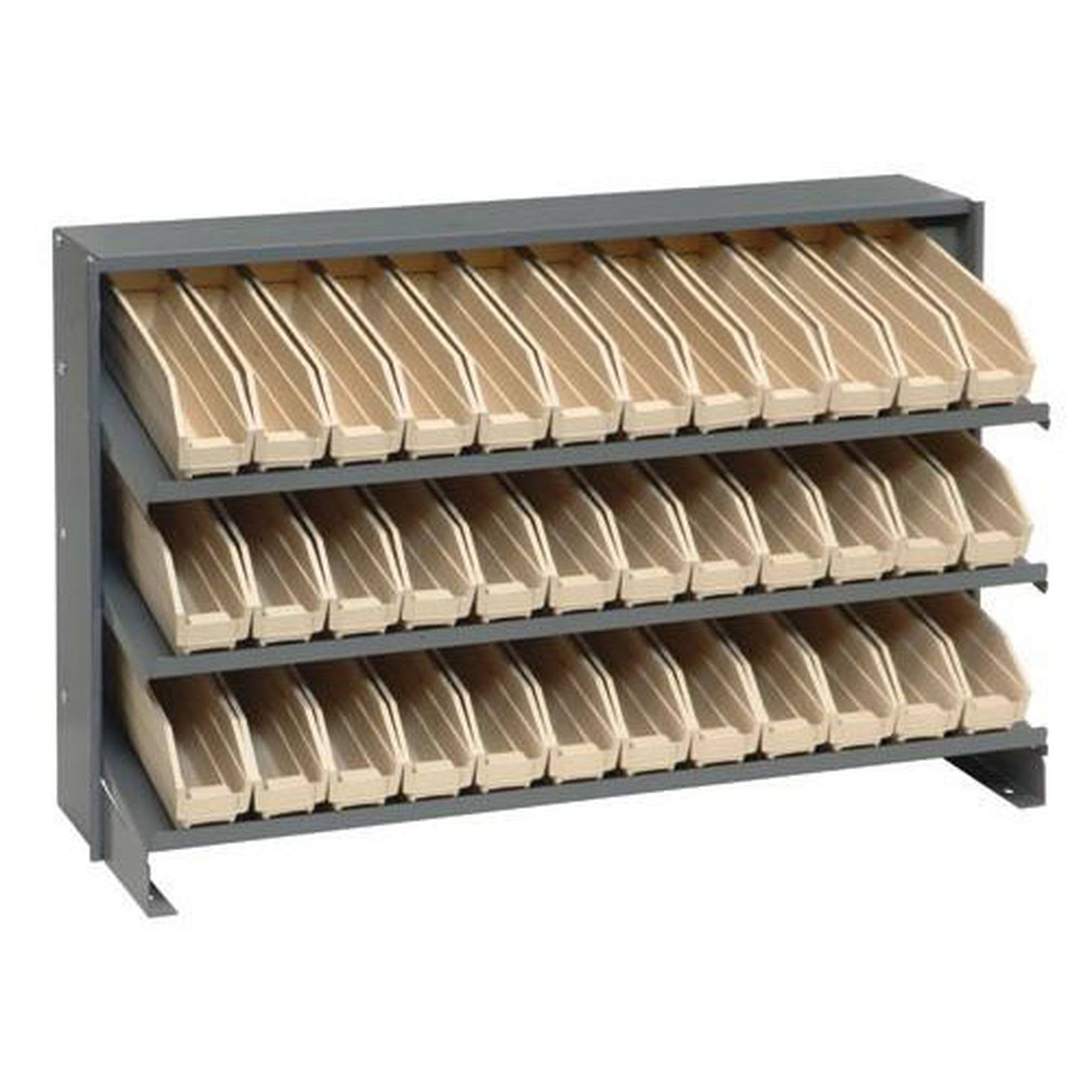 Quantum Storage Systems QPRHA-100IV Sloped Shelving System,36 Bins,ivory