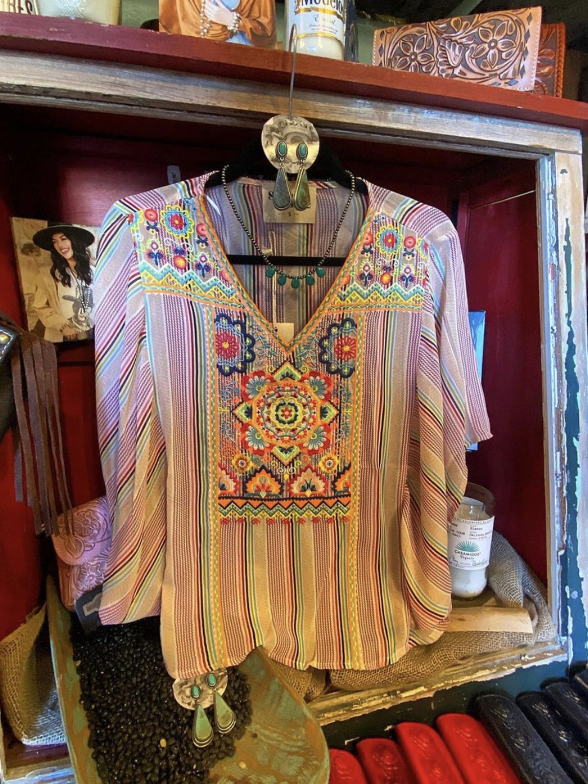 Chiffon Tribal Long Sleeve V Neck Shirts & Tops