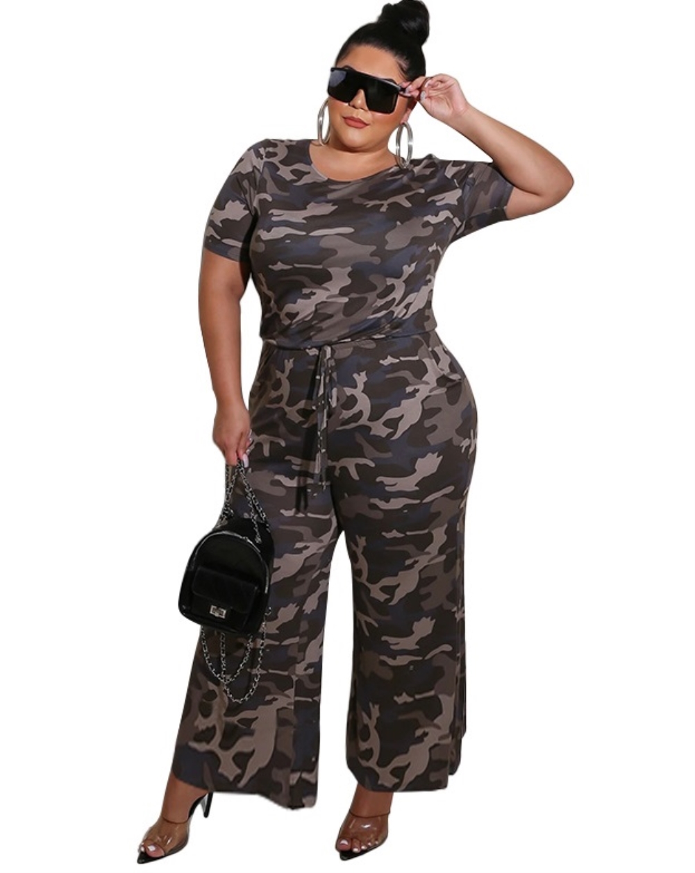 Plus Size Summer Camou Jumpsuit