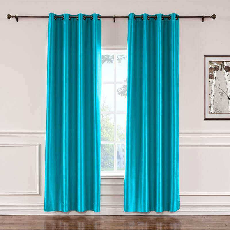 CUSTOM Lao Hang Zhou Turquoise Polyester Cotton Thermal Insulated Curtain