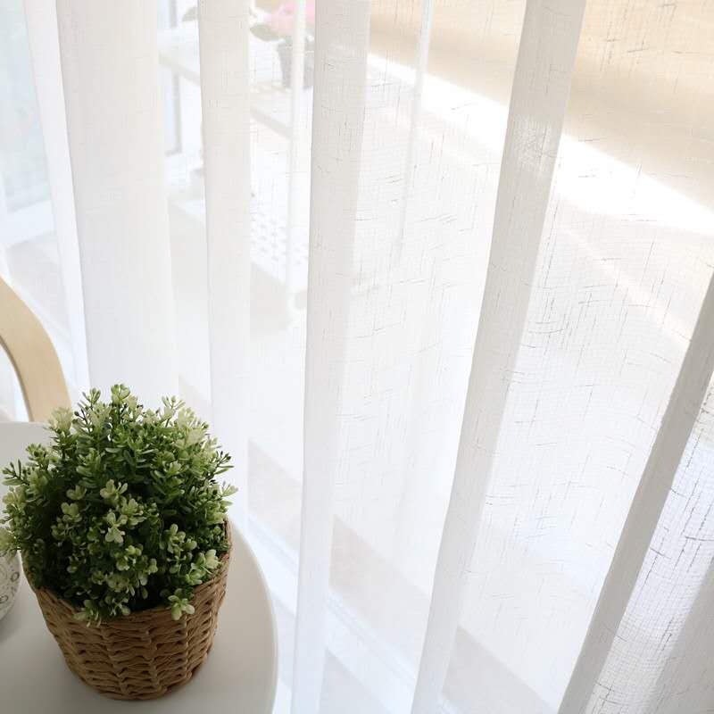 Sabina Slub Yarn Linen Looking White Tulle Curtain Sheer