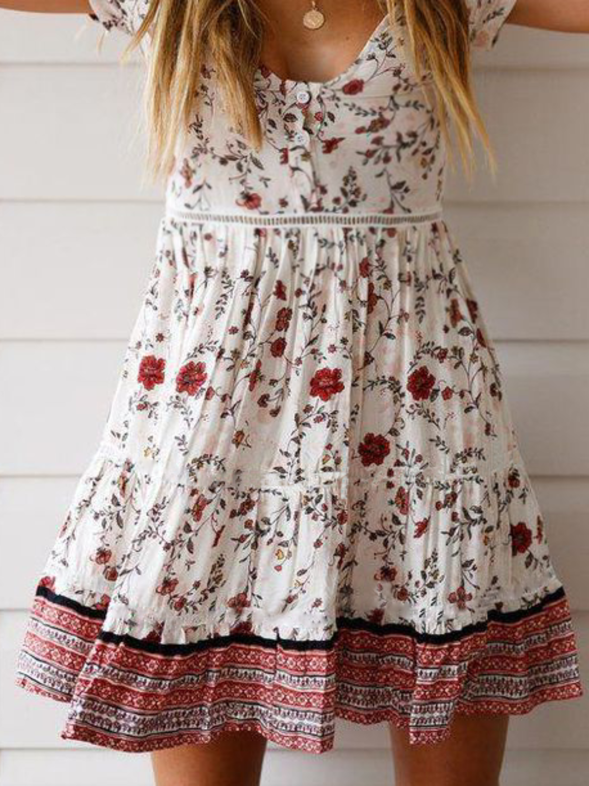 Plus size Floral Short Sleeve Dresses