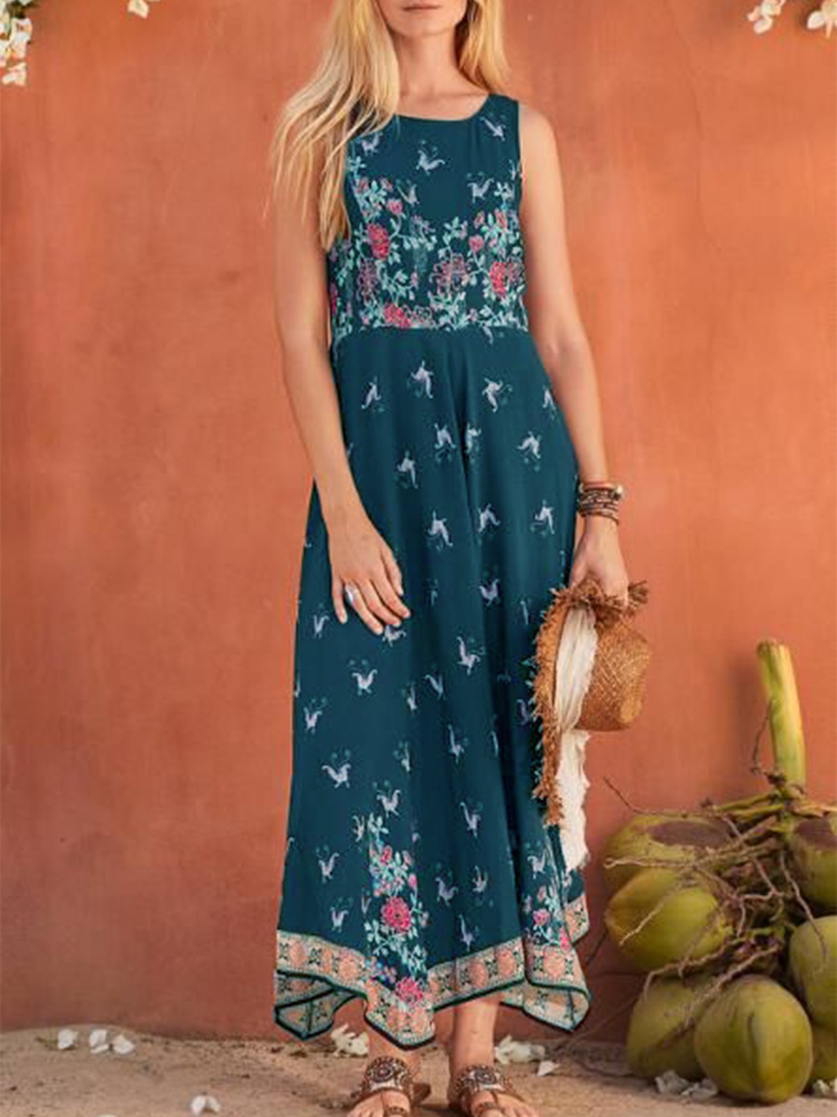 Sleeveless Floral Casual Dresses