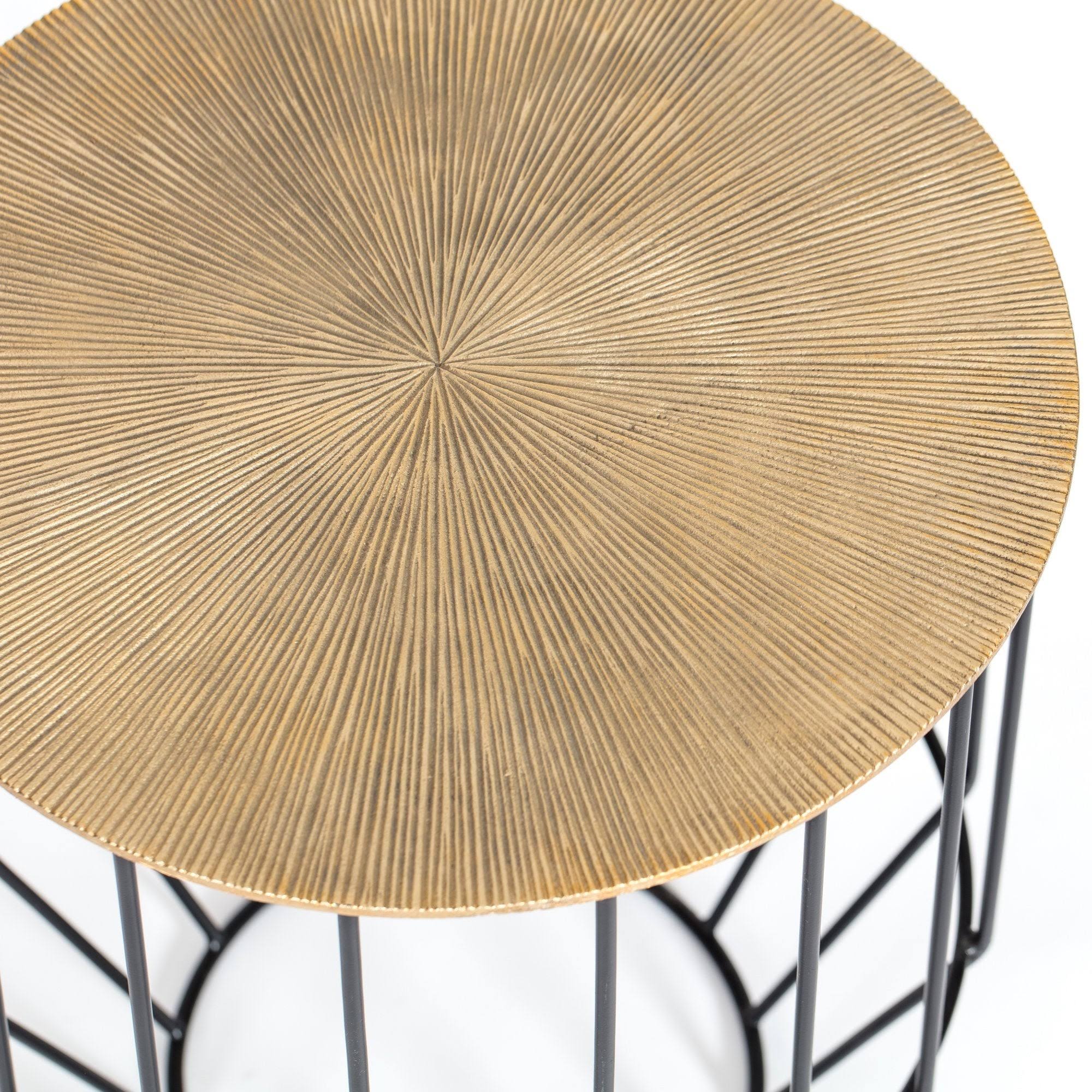 MADELEINE Home Harper 18 in. Gold Round Table Metal Top Round Side Table