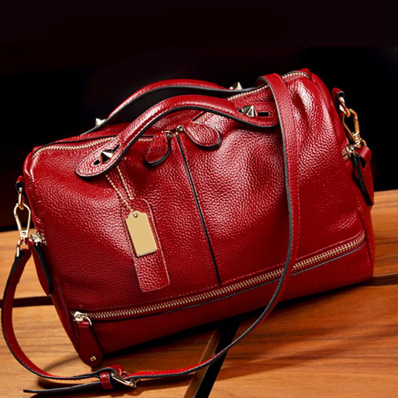 Cowhide Leather Elegant Women Multi Pockets Crossbody Bag For Women
