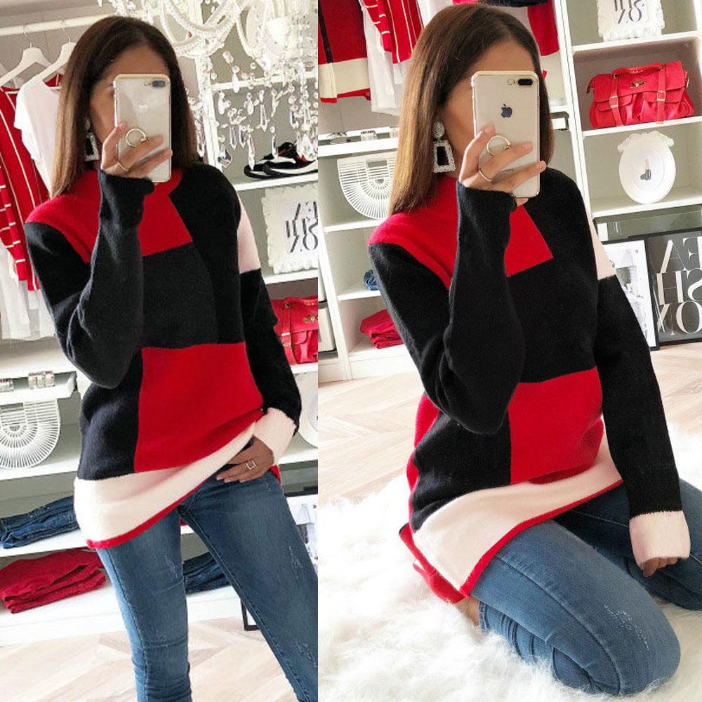 Round Neck Long Sleeve Casual Knitted Sweaters
