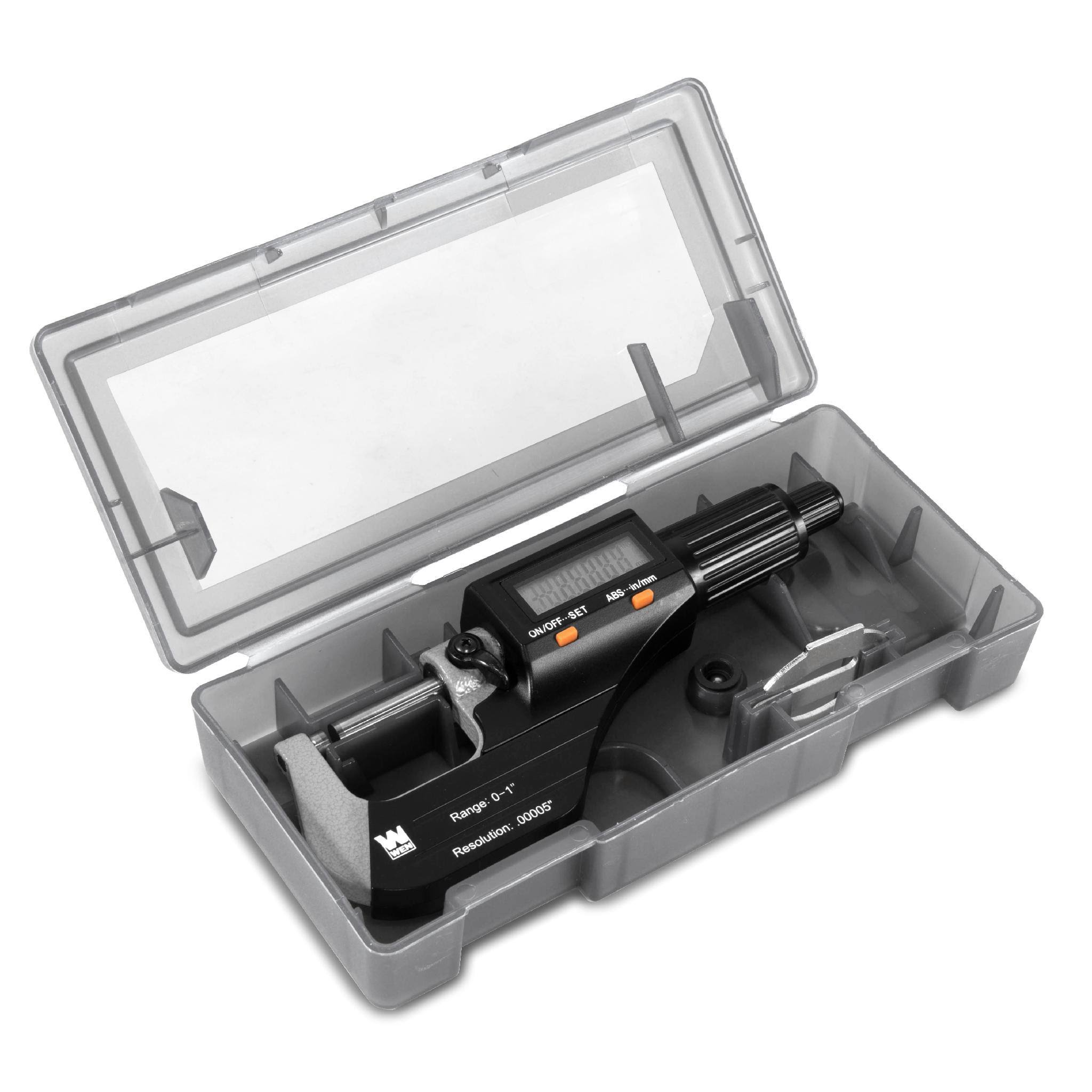 Wen 10725 Standard and Metric Digital Micrometer with 0 to 1-Inch Range, .00005-Inch Accuracy, LCD Readout and Storage Case