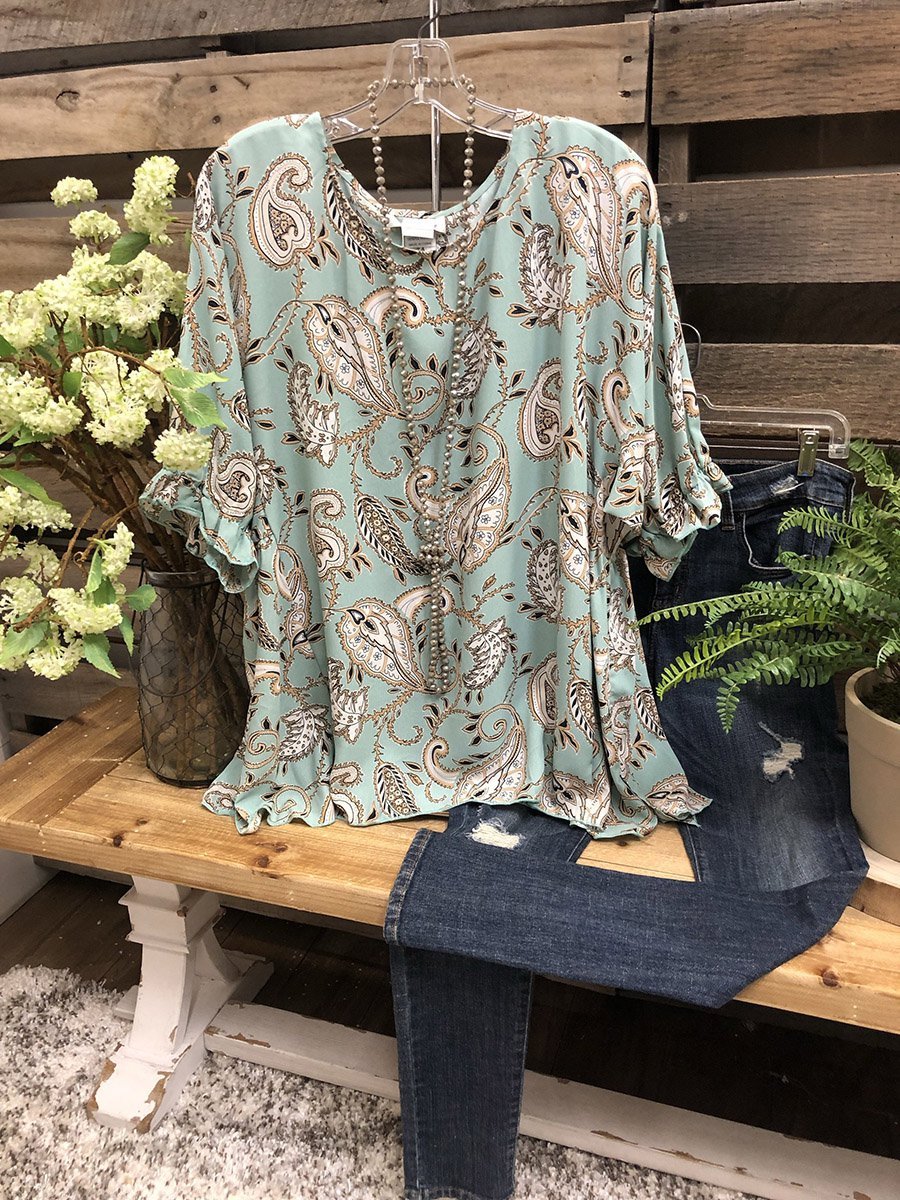 Feather Heart Print Casual Top