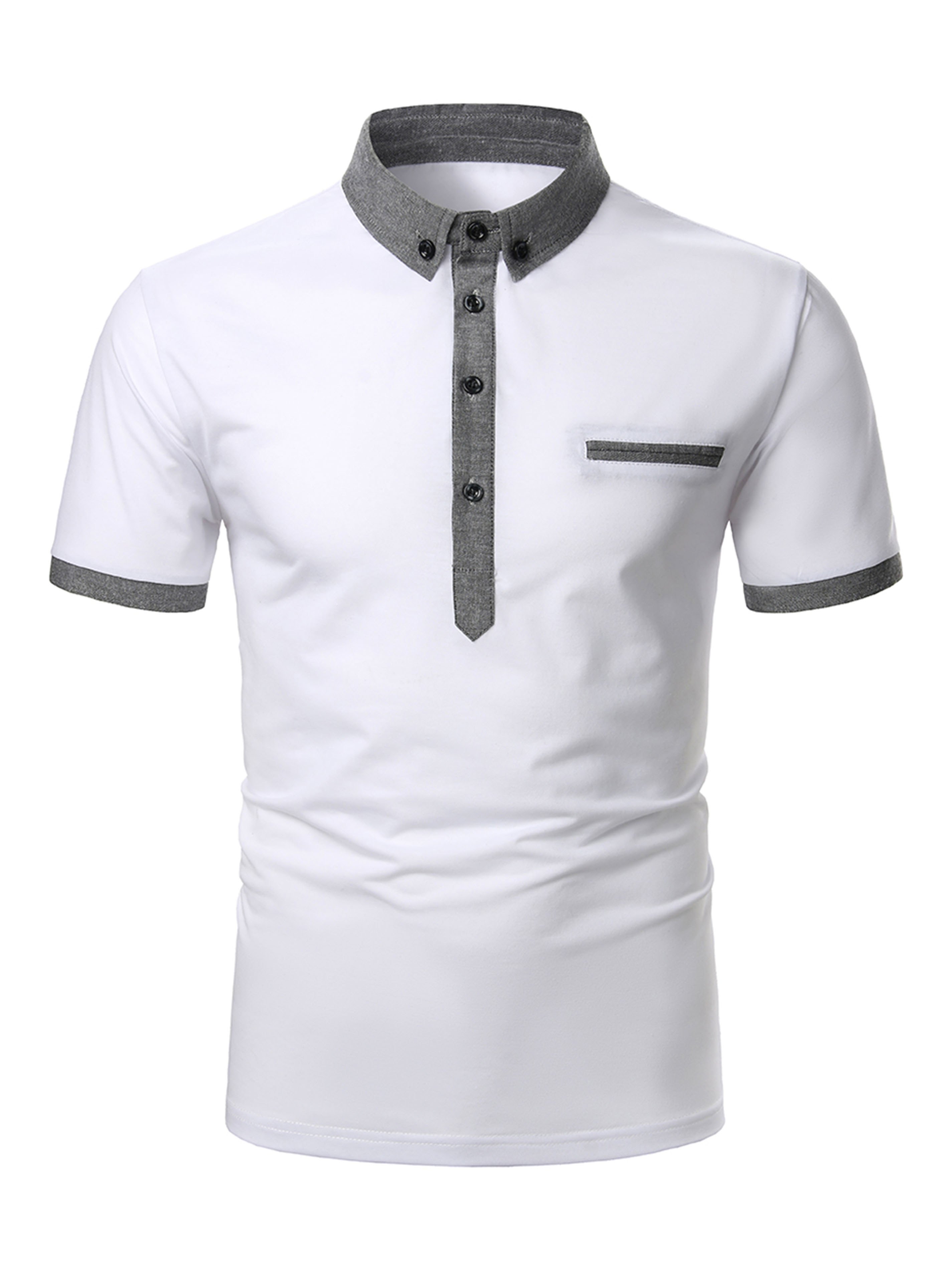 Men's Contrast Trim Button Polo Shirt