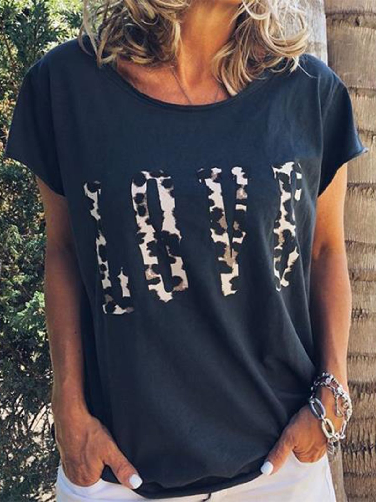 Casual Printed Round Neck Short Sleeve Shirts