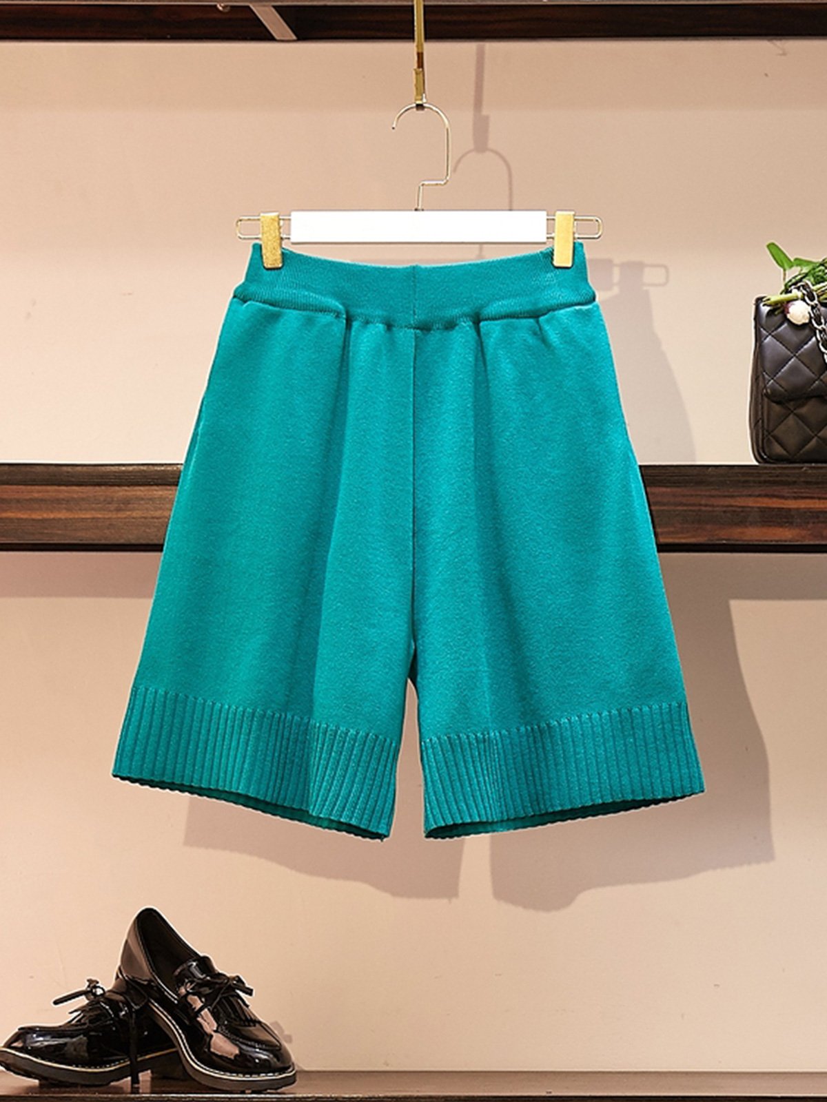 Plus Size Women Plain Casual Shorts