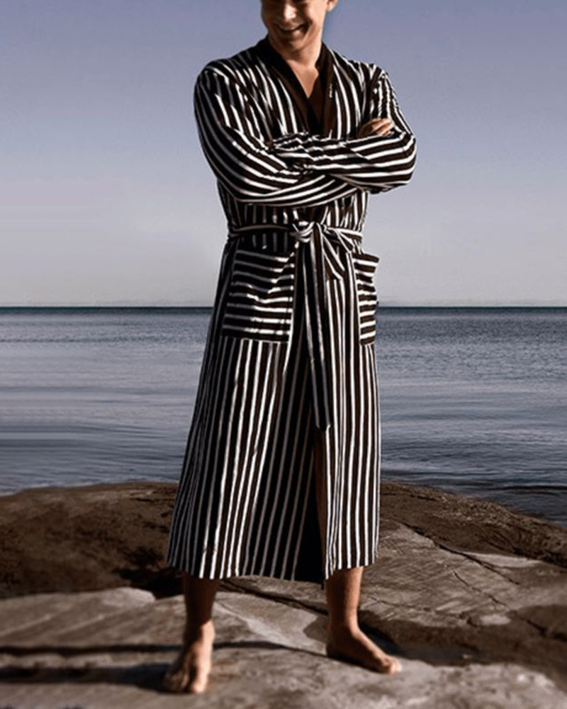 Versatile Robe Grecian Print Men's Kaftan kimono