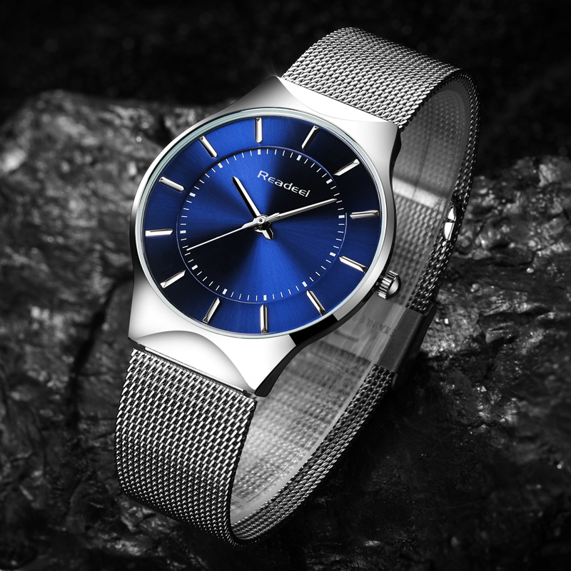 Readeel Men Watches Top Brand Luxury Blue Dial Ultra Thin Date Clock Male Steel Strap Casual Quartz Watch Men Sports Wrist WatchReadeel Men Watches Top Brand Luxury Blue Dial Ultra Thin Date Clock Male Steel Strap Casual Quartz Watch Men Sports Wrist