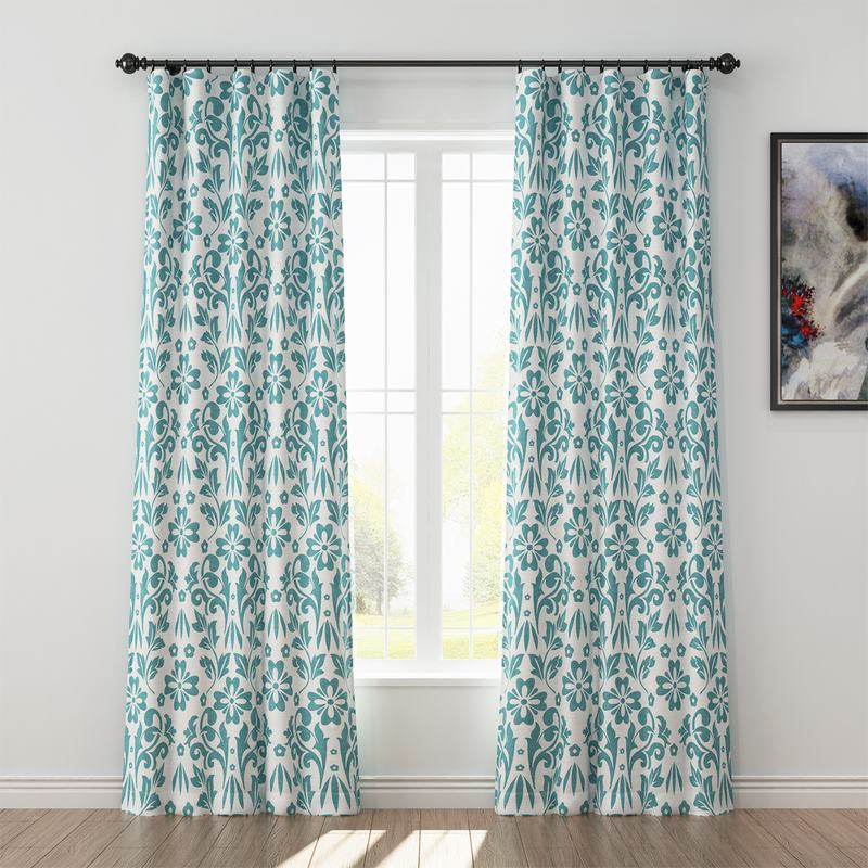 Nature Print Polyester Linen Curtain Drapery ARLO