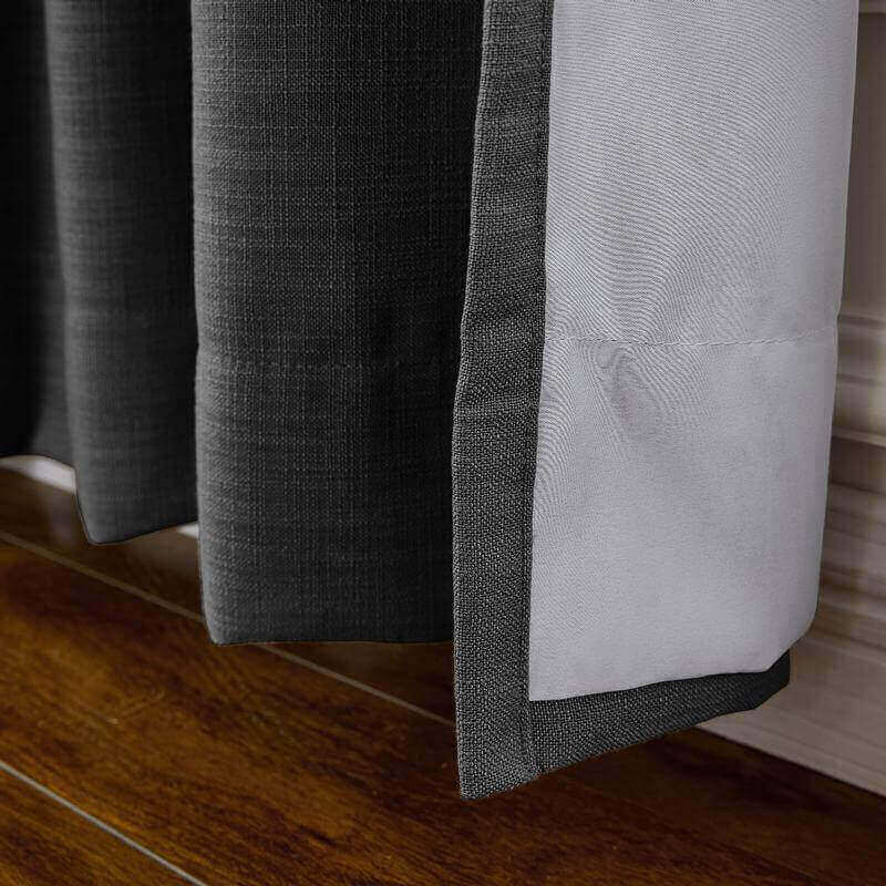 CUSTOM Liz Black Polyester Linen Window Curtain Drapery with Lined