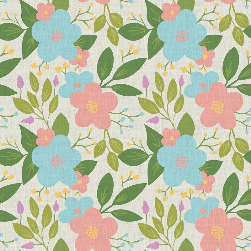 Floral Print Polyester Linen Curtain Drapery ARTHUR