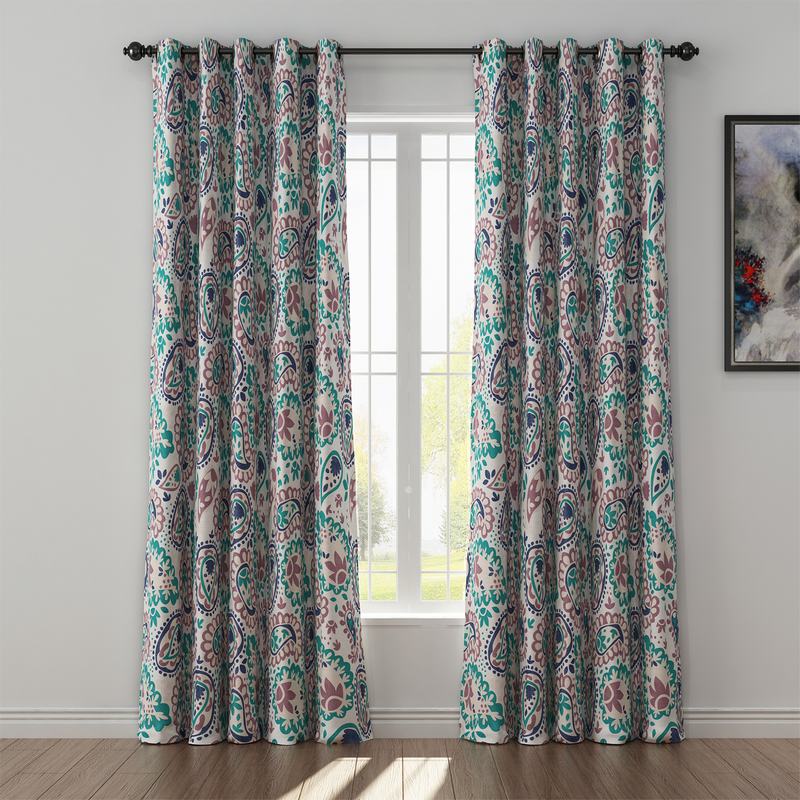 Paisleys Print Polyester Linen Curtain Drapery GEOMETRIC