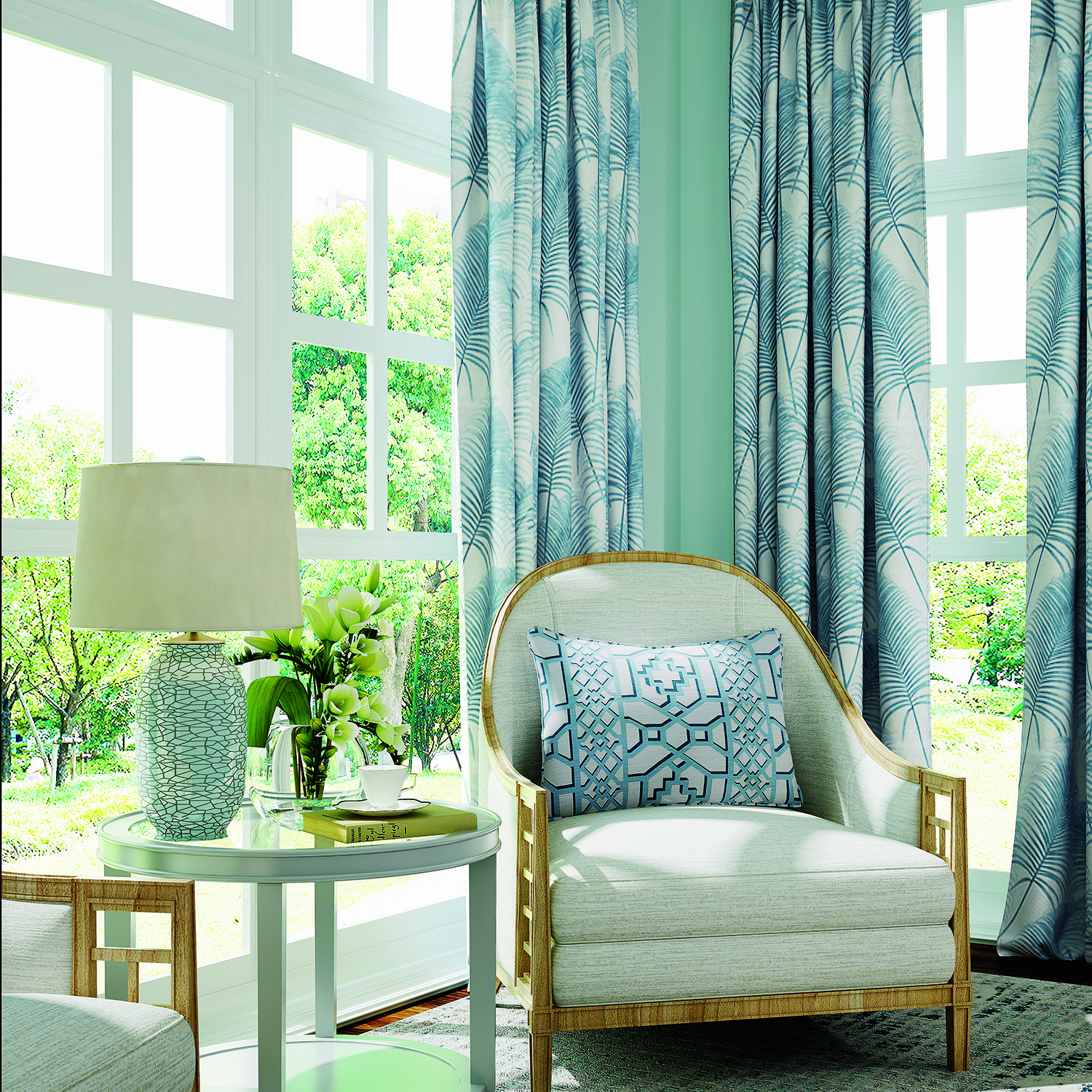 Leaves Print Curtain Window Darpe Elenor