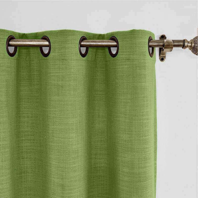 CUSTOM Liz Green Polyester Linen Window Curtain Drapery with Lined