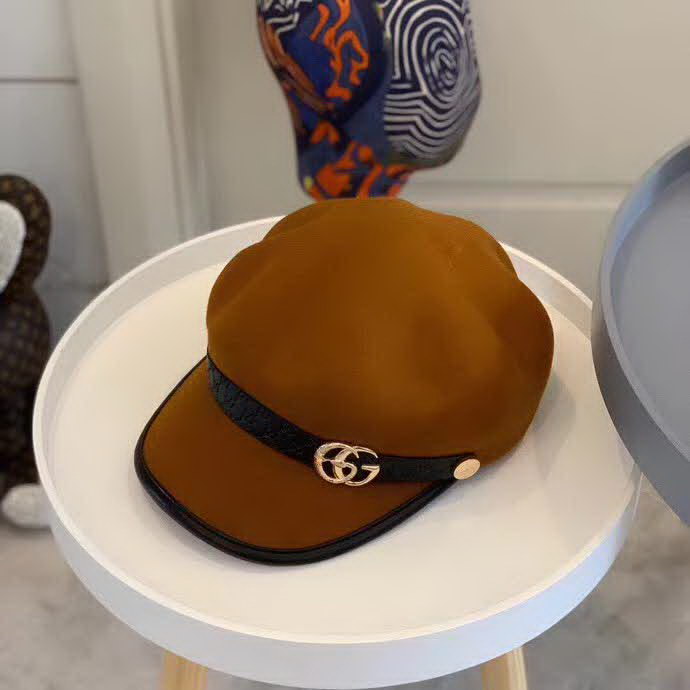 20冬季最新专柜款-古驰Gucci秋冬新款高品质羊毛军帽，经典时尚织带LOGO，法式名媛风！超显气质的款式