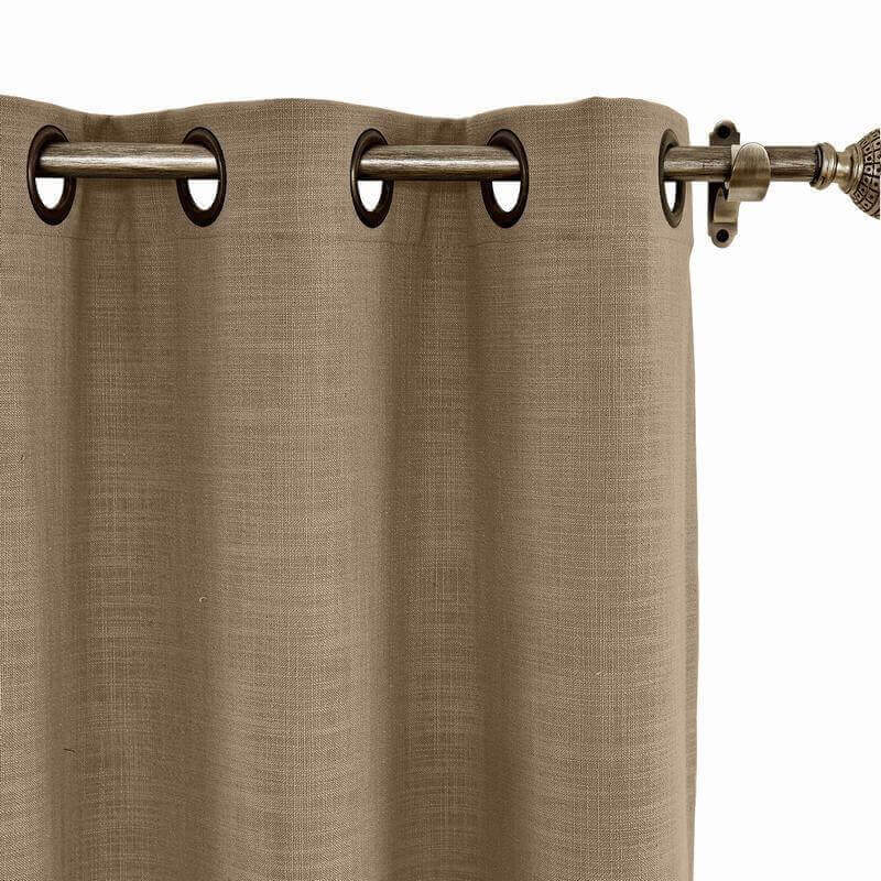 CUSTOM Liz Rust Brown Polyester Linen Curtain Drapery with Lined