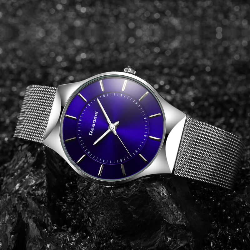 Readeel Men Watches Top Brand Luxury Blue Dial Ultra Thin Date Clock Male Steel Strap Casual Quartz Watch Men Sports Wrist WatchReadeel Men Watches Top Brand Luxury Blue Dial Ultra Thin Date Clock Male Steel Strap Casual Quartz Watch Men Sports Wrist