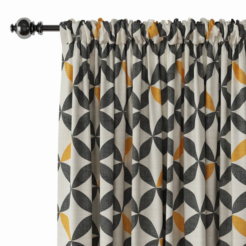 Geometric Print Polyester Linen Curtain Drapery SABRINA