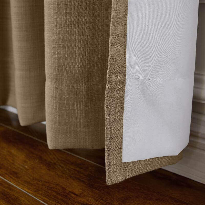 CUSTOM Liz Rust Brown Polyester Linen Curtain Drapery with Lined