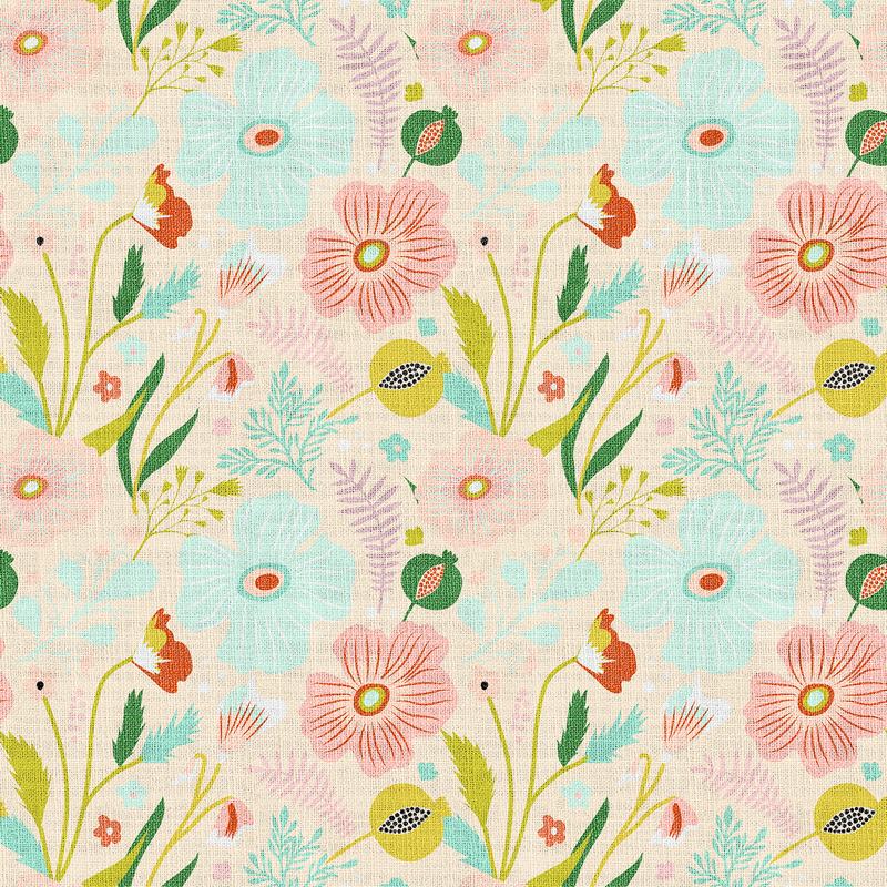 Floral Print Polyester Linen Curtain Drapery LAKIS