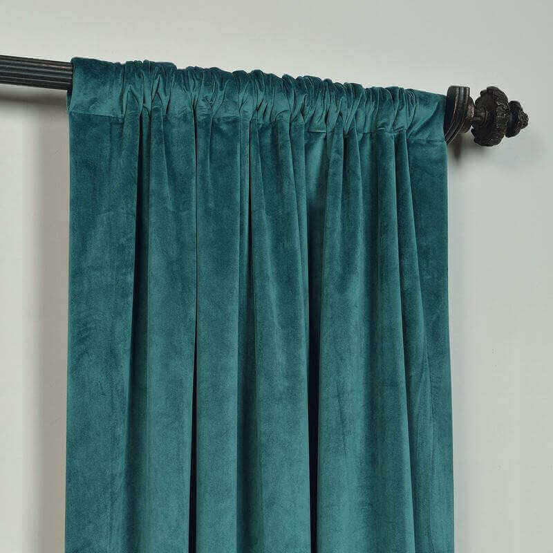CUSTOM Birkin Everglade Teal Velvet Curtain Drapery With Lining For Traverse Rod Pole or Track