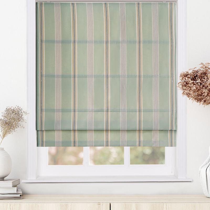 CLORIS Stripe Polyester Cotton Room Darkening Roman Shade